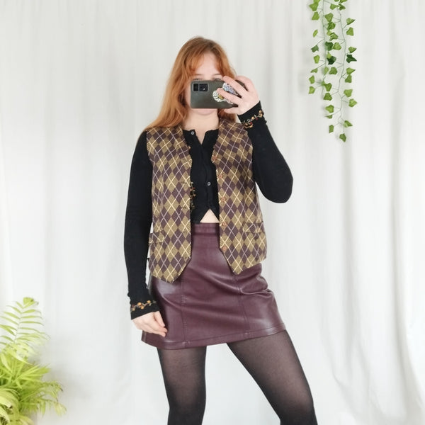 Olive knit waistcoat (M)