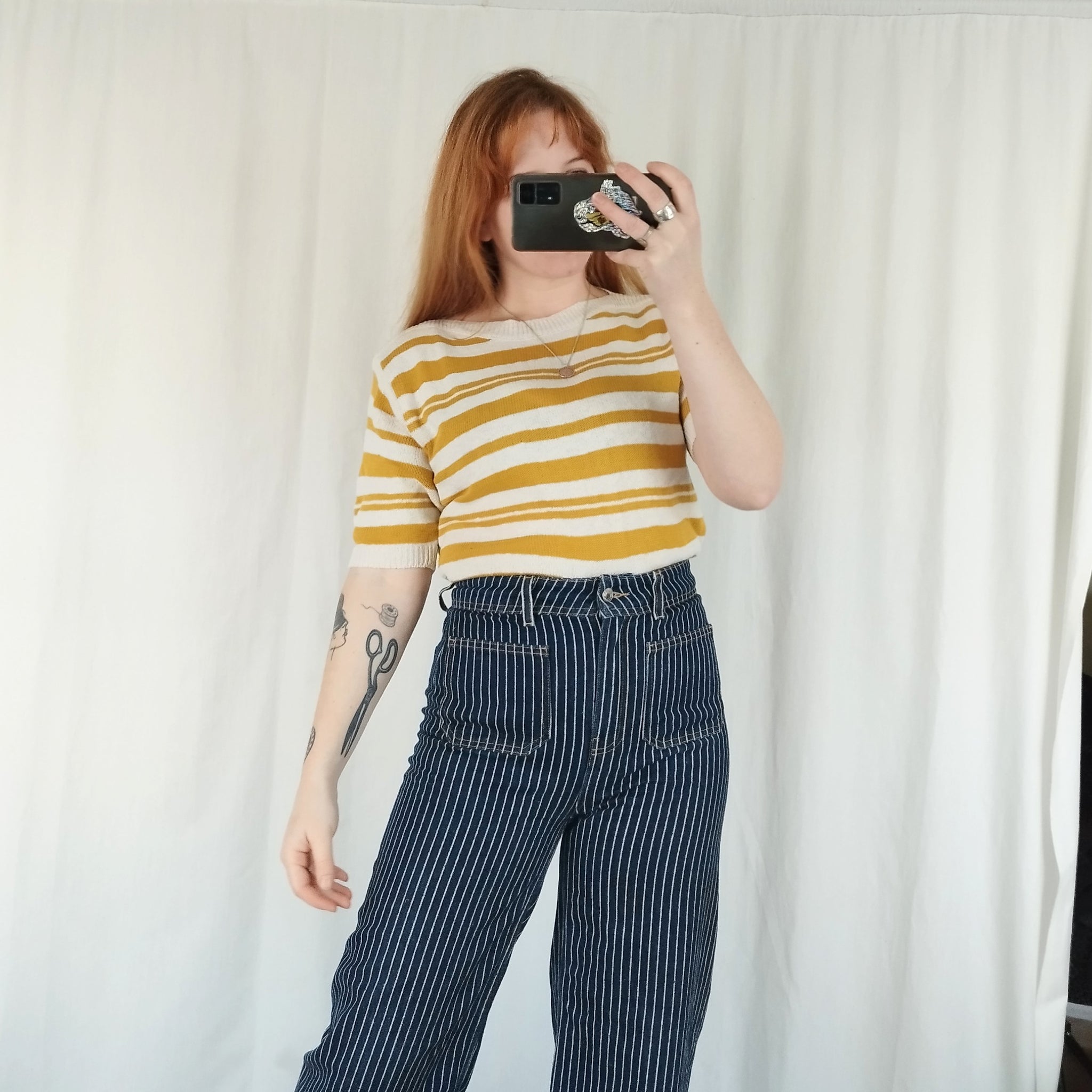 Sunshine stripy knit tee (M)