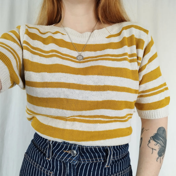 Sunshine stripy knit tee (M)
