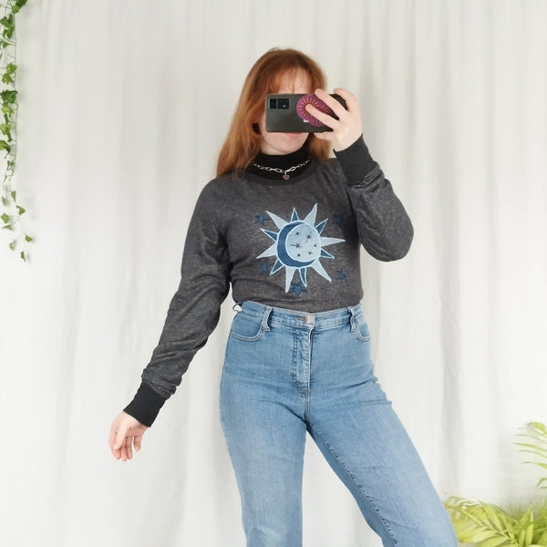 Sun and moon sweater in grey (S)