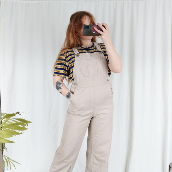Oatmeal dungarees (S)