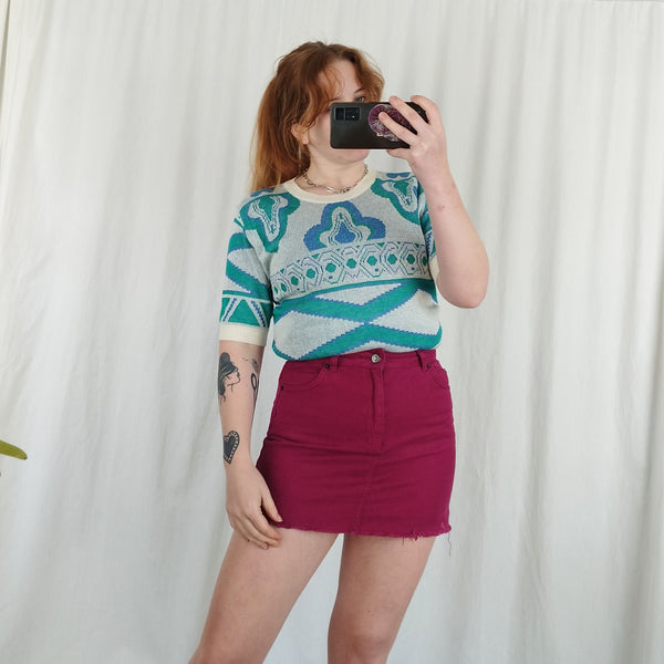 Teal knit top (S)