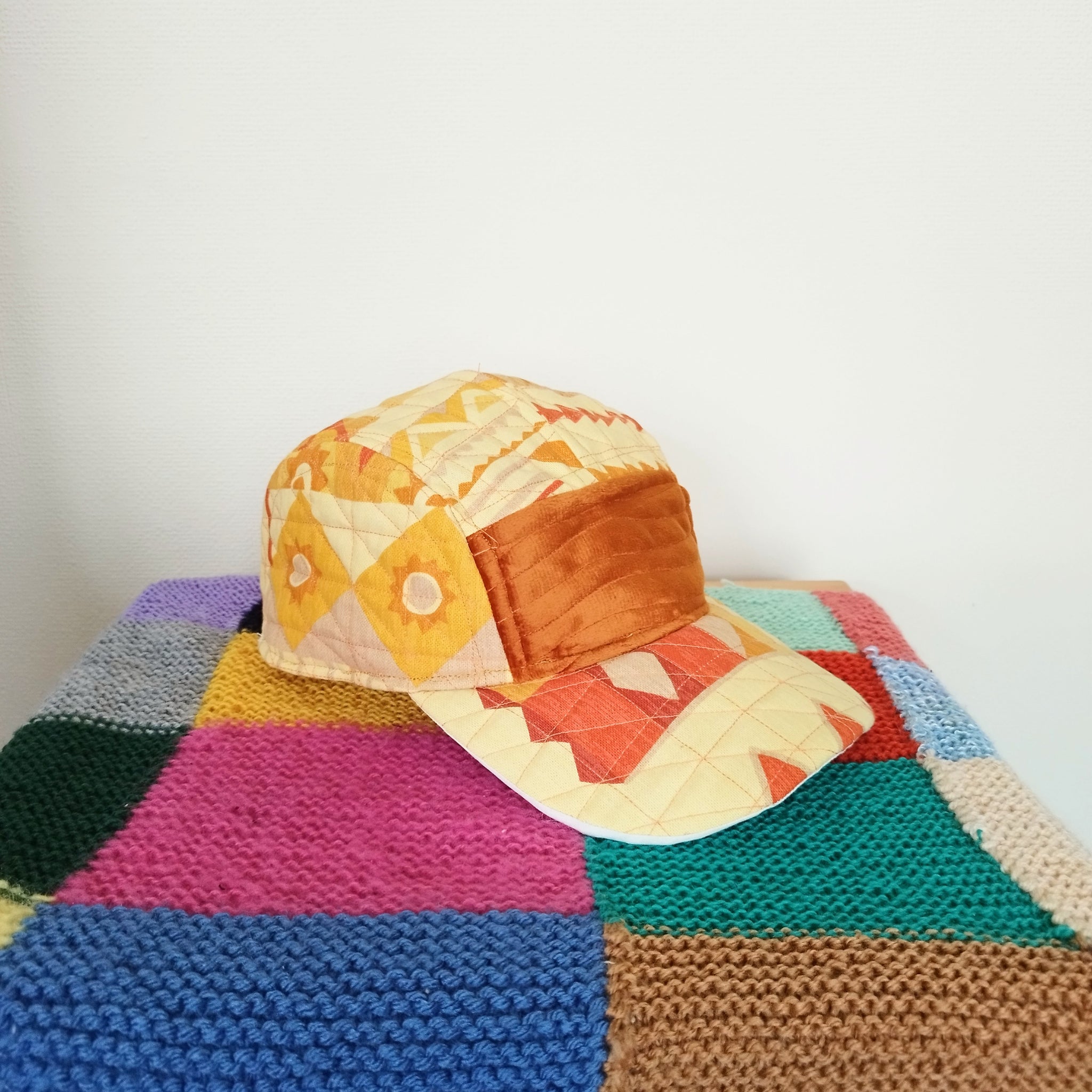 Ochre quilted cap