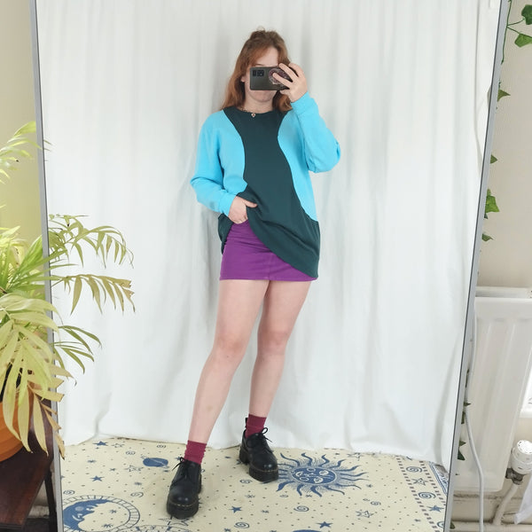 Spliced sweatshirt in aqua (XL)