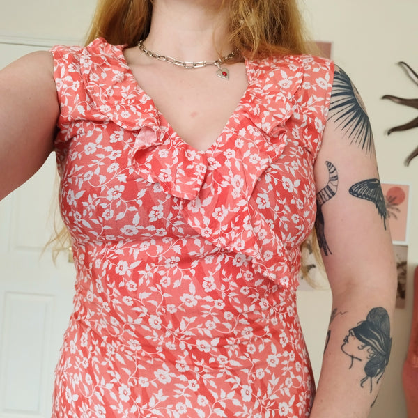 Apricot floral maxi dress (S)