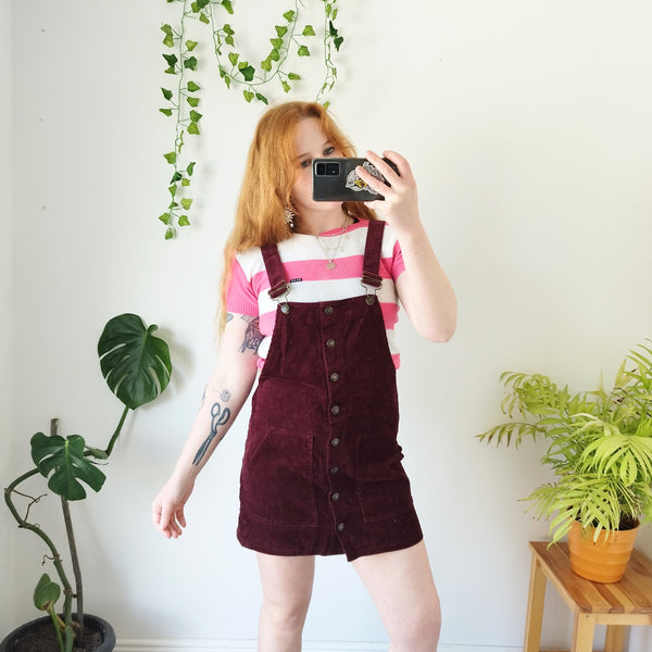 Damson corduroy dress (S)