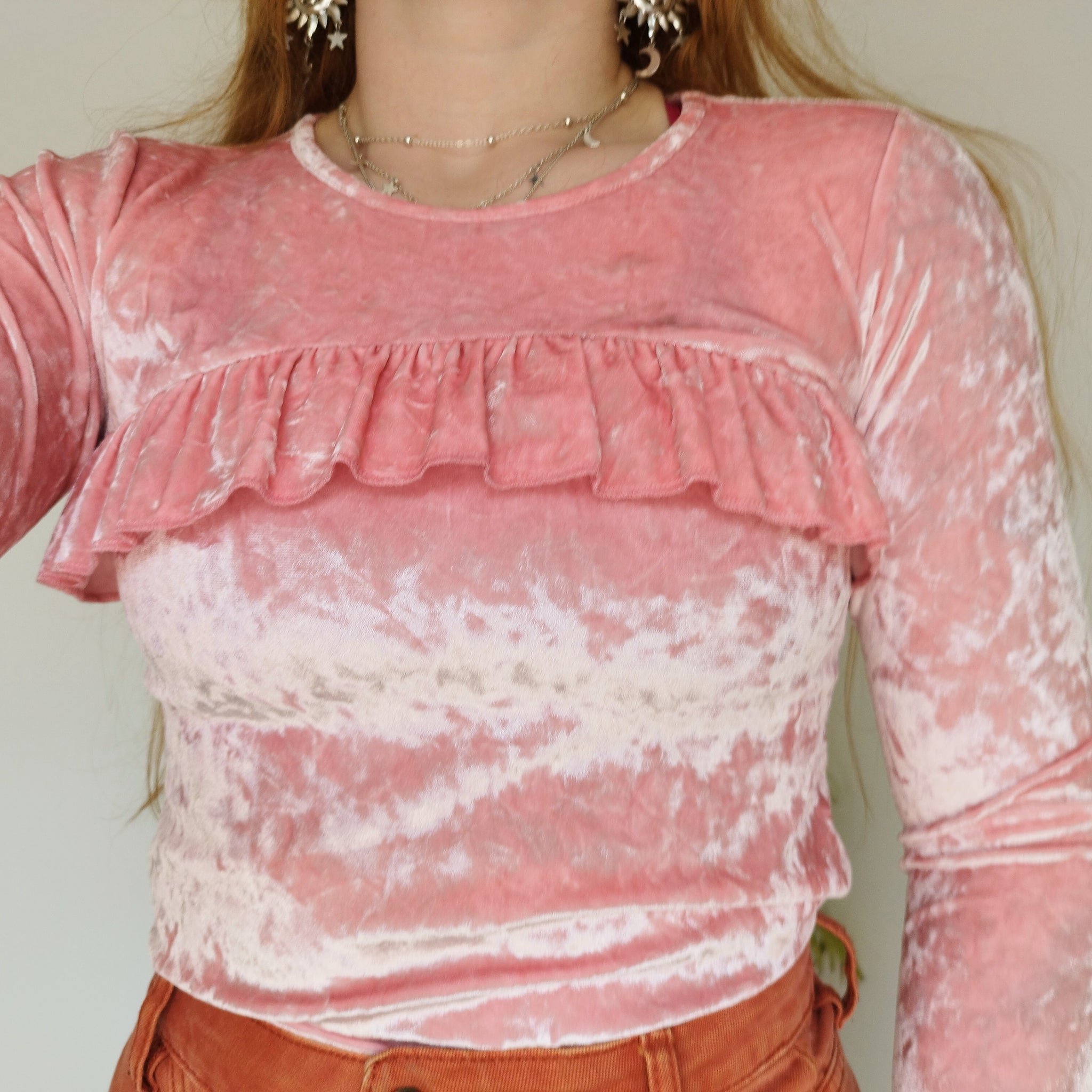 Sugar pink velvet top (S)