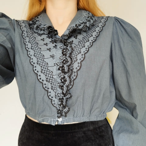 Charcoal prairie blouse (S)