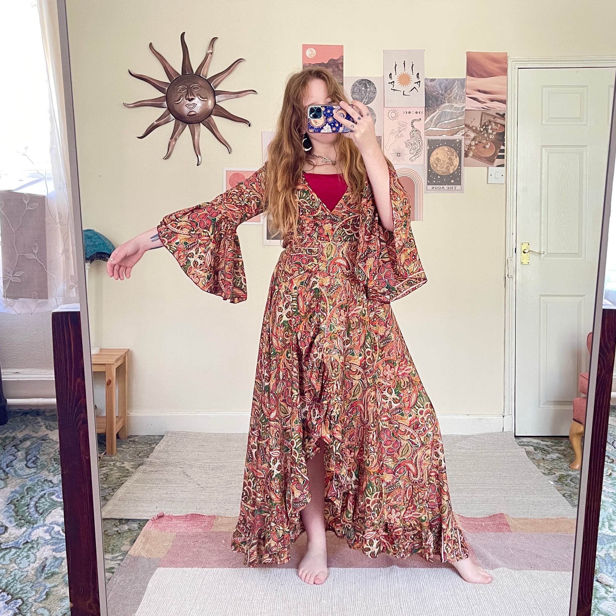 Paisley wrap dress (S)
