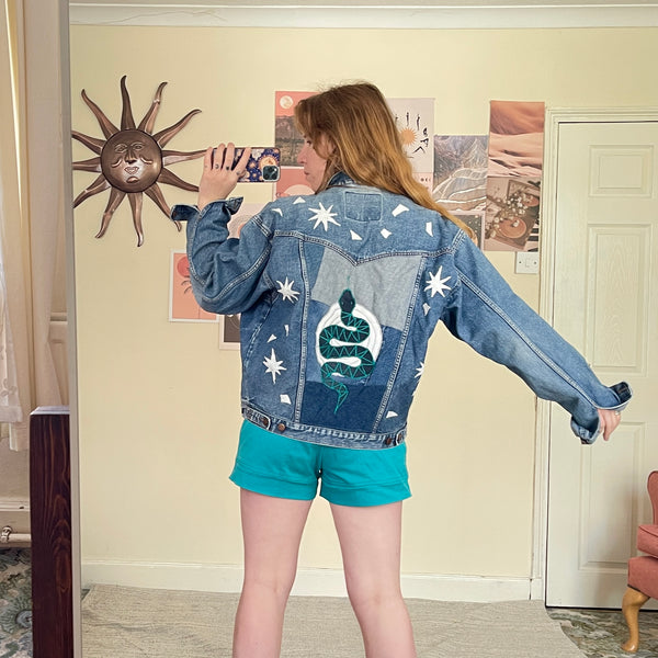 Serpent moon denim jacket (M)