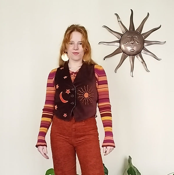 Sun and moon velvet waistcoat (S, M, L)