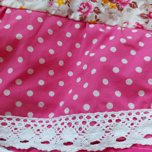 Pink floral prairie skirt (L)