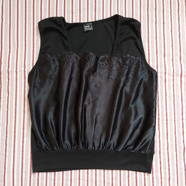 Black embroidered cami top (XL)