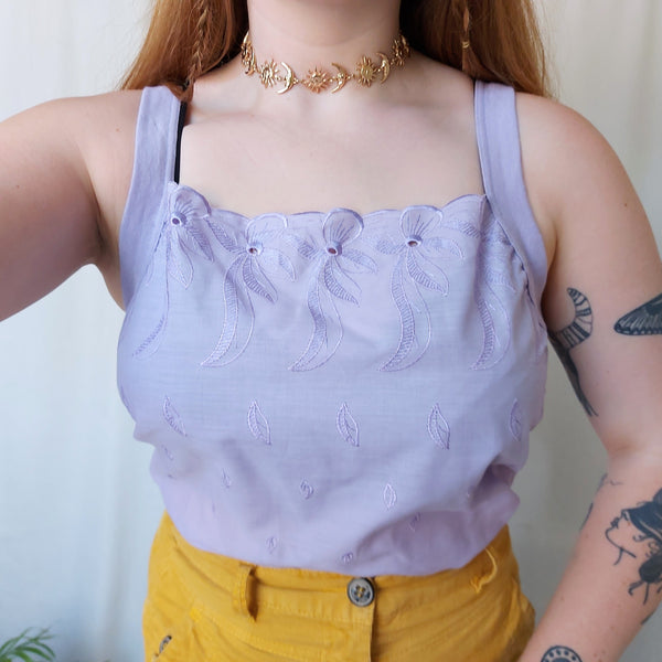 Lilac embroidered cami top (M)