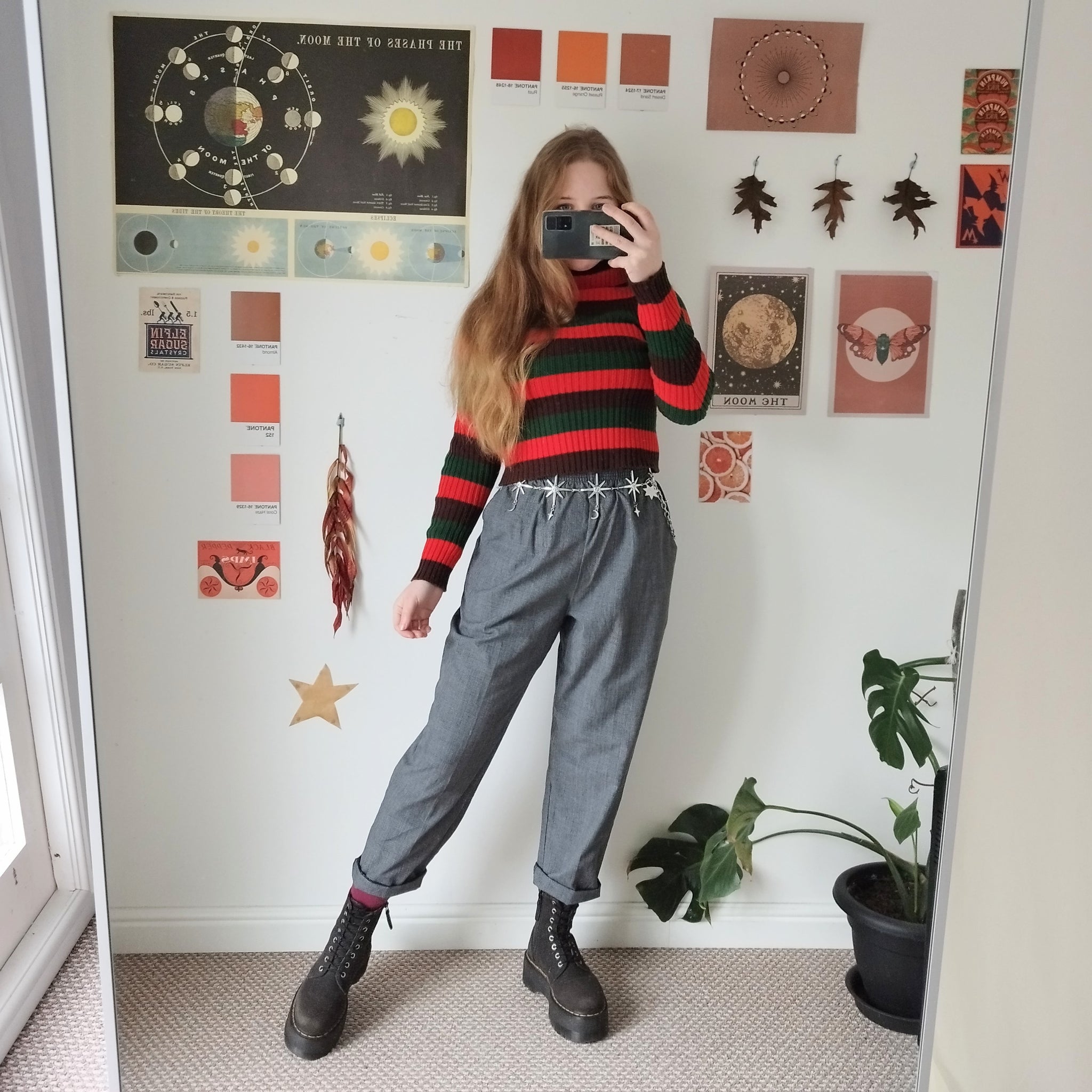Grey check trousers (S)