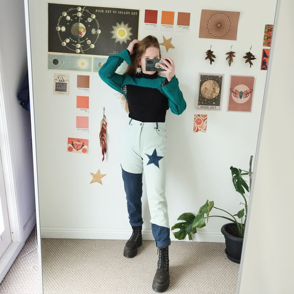 Star patchwork mom jeans (W27)