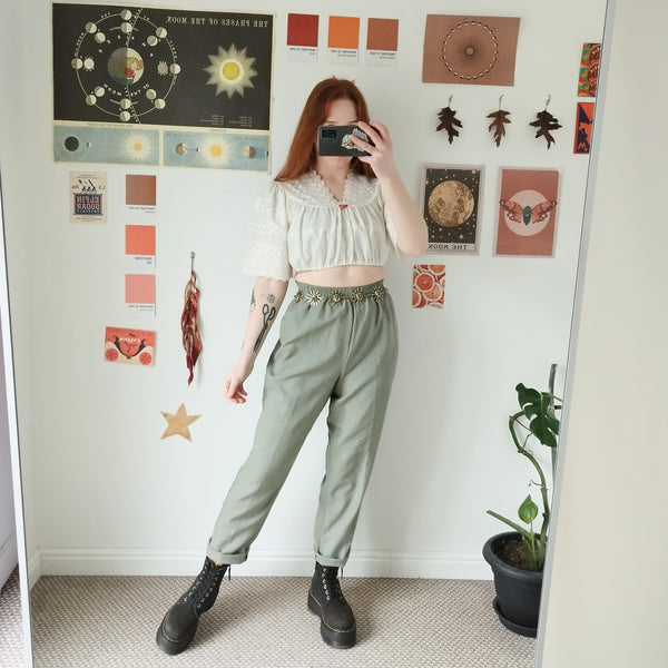 Sage green trousers (S)