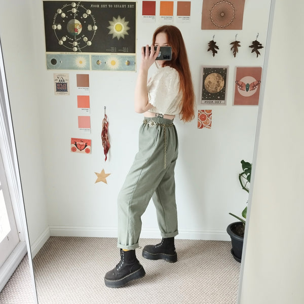 Sage green trousers (S)