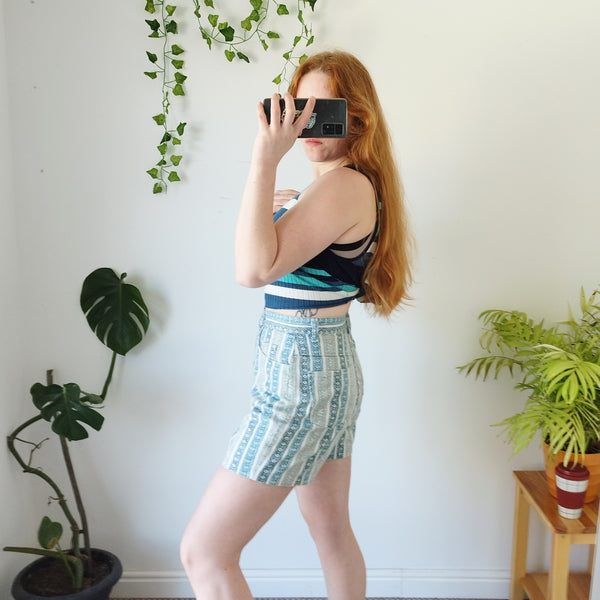 Eggshell patterned denim shorts (W28)